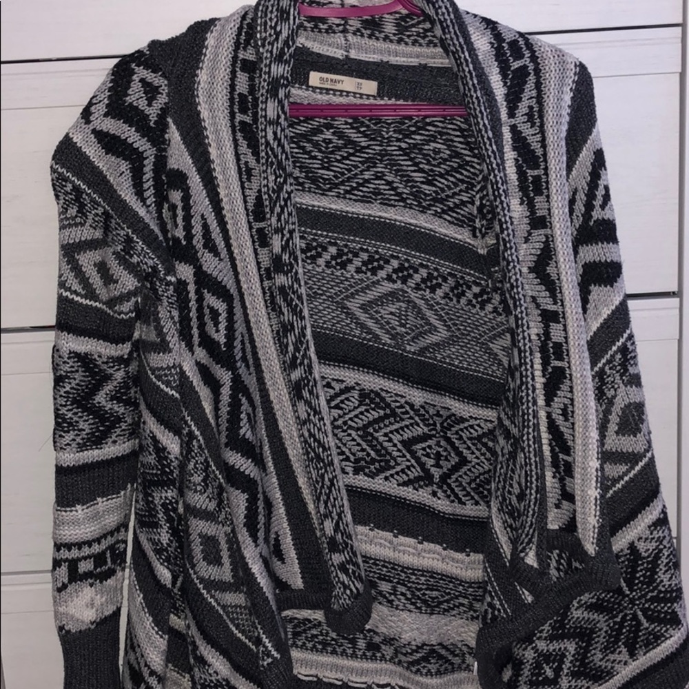 Old Navy Tribal Print Open Waterfall Front Sweater